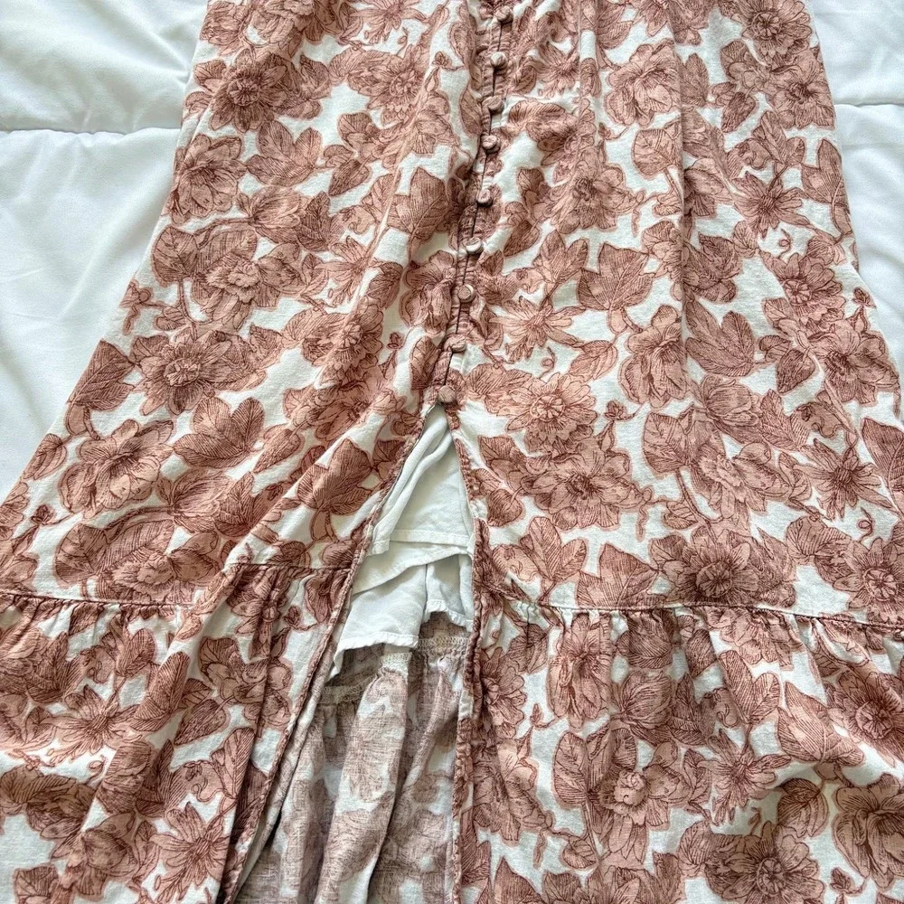Abercrombie & Fitch Floral Linen Blend Maxi Dress Terracotta XLT Cottagecore
